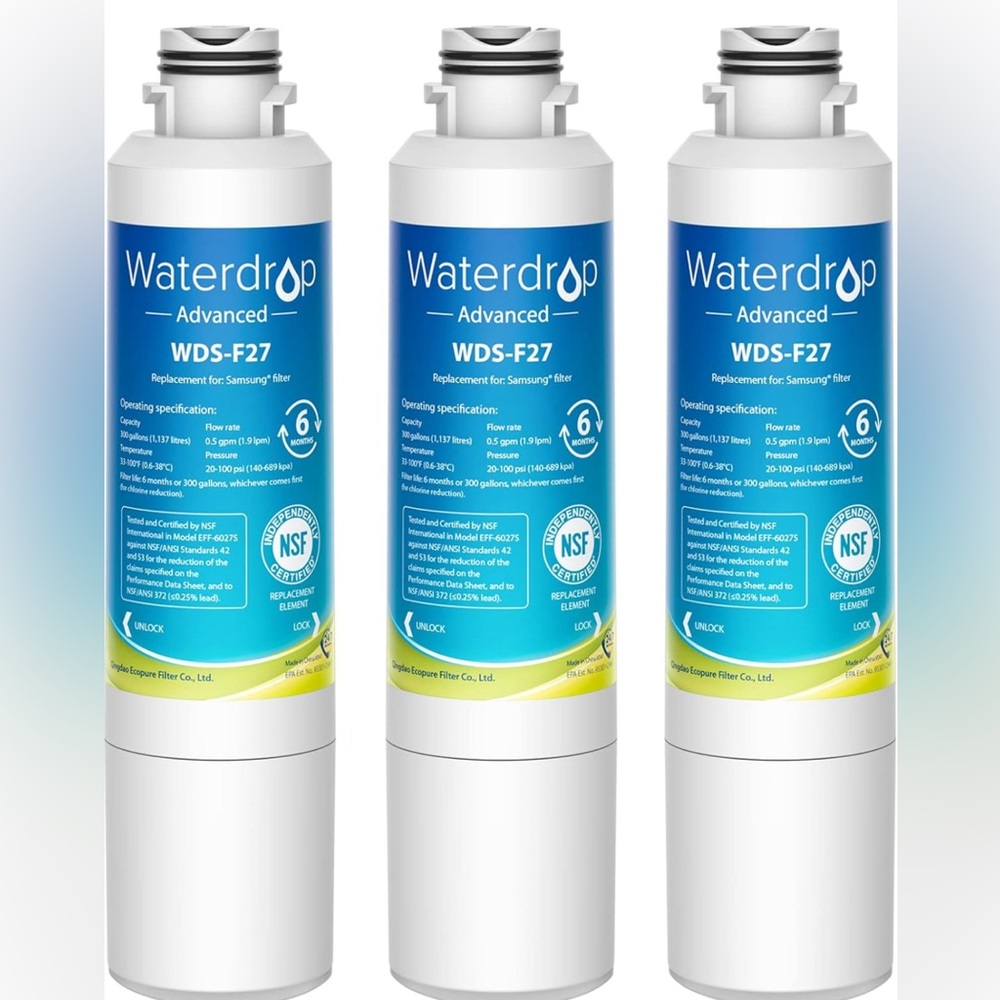 NWT Set of 3 Samsung Certified Refrigerator Water Filters 
Waterdrop DA29-00020B